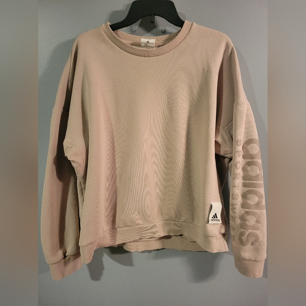 Adidas Sweatshirt Mens XL Taupe w/embossed adidas sportswear